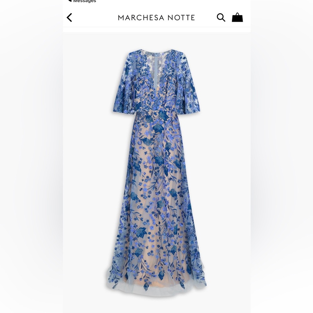 MARCHESA NOTTE embroidered tulle gown